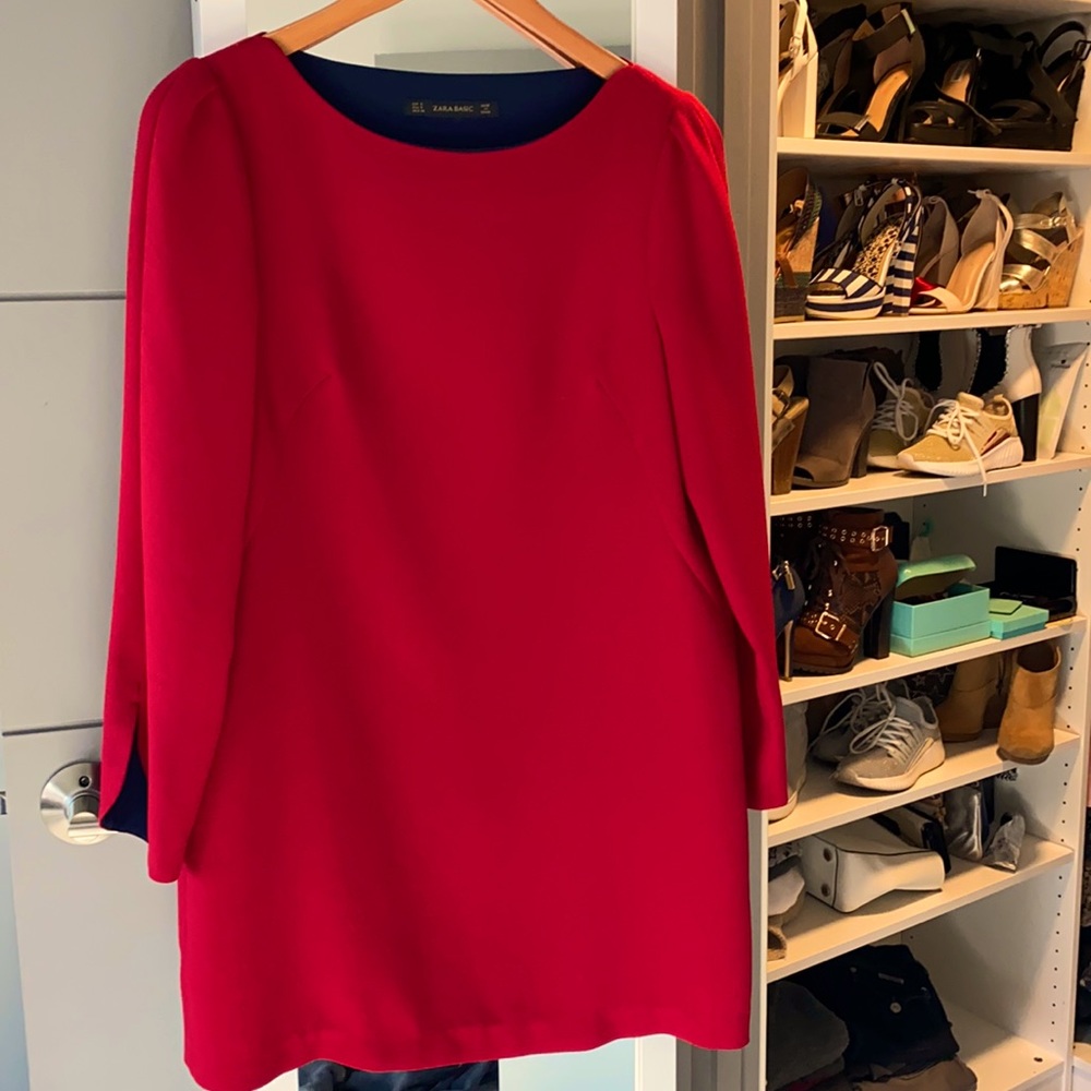 Stunning Red Zara Sheath Tunic Dress Small